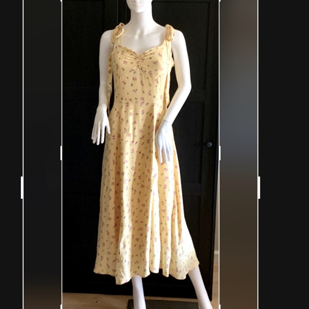 Bardot Yellow Floral Midi Dress